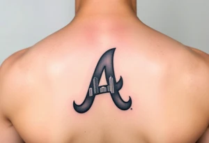 Atlanta Braves letter logo “A” with 3D skyline incorporated in the letter tattoo idea