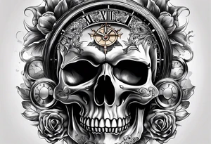 Skull mixed with watch tattoo idea