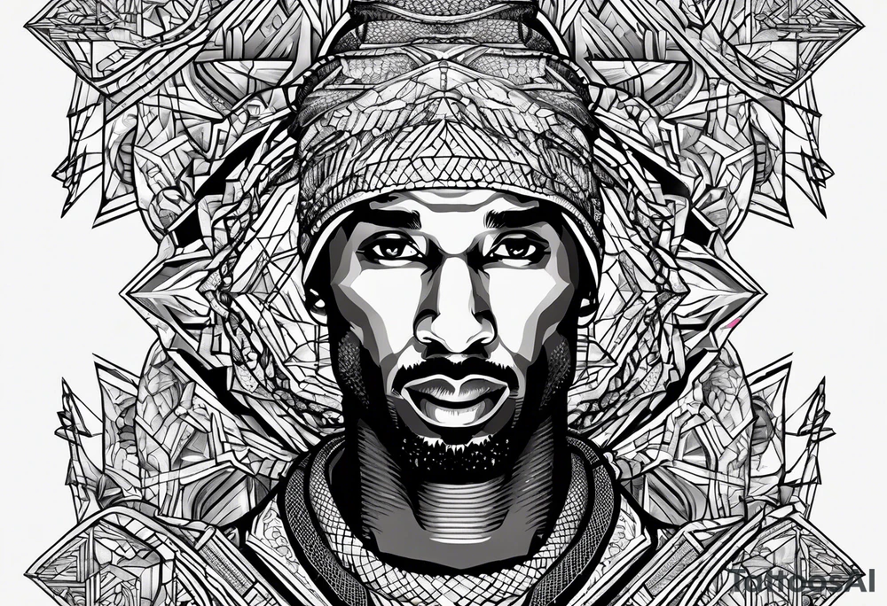 Kobe Bryant logo made with geometrical snake scales tattoo idea