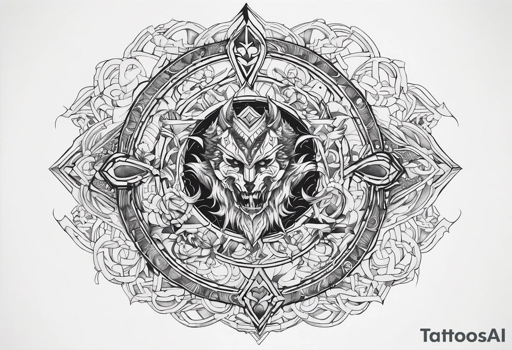 I want a full sleeve berserk cyber sigilism tattoo idea