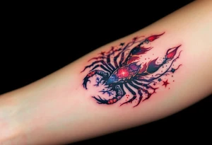The ruby-bright heart of Antares pulses from Scorpius star constellation, the sky's crimson-clad arachnid warrior. tattoo idea