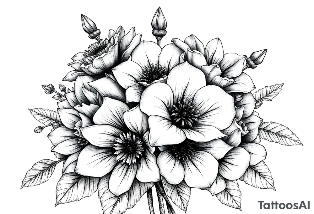 bouquet of flowers tattoo idea