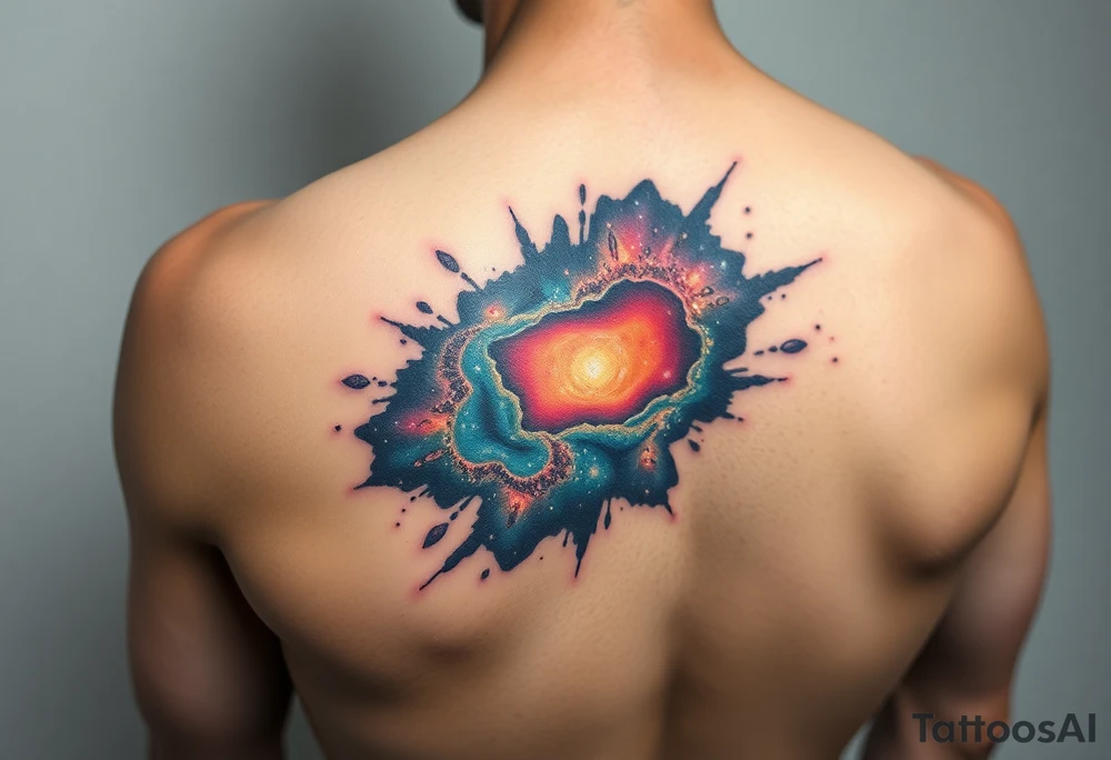 3d galaxy that seems to be under the layer of skin tattoo idea