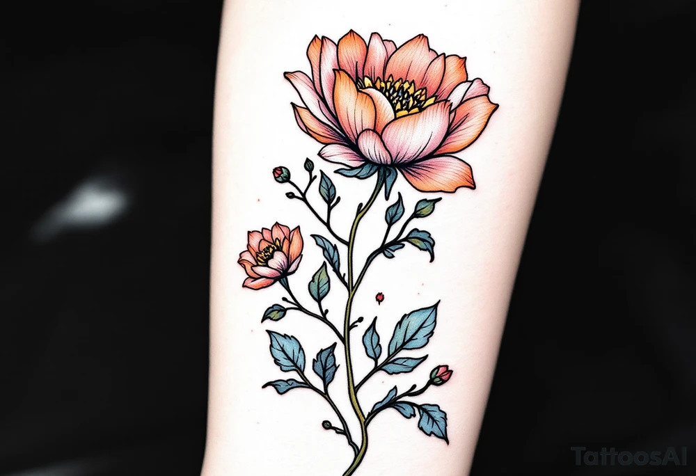 "She gave me a reason to live"  as the stem blooming into a flower tattoo idea