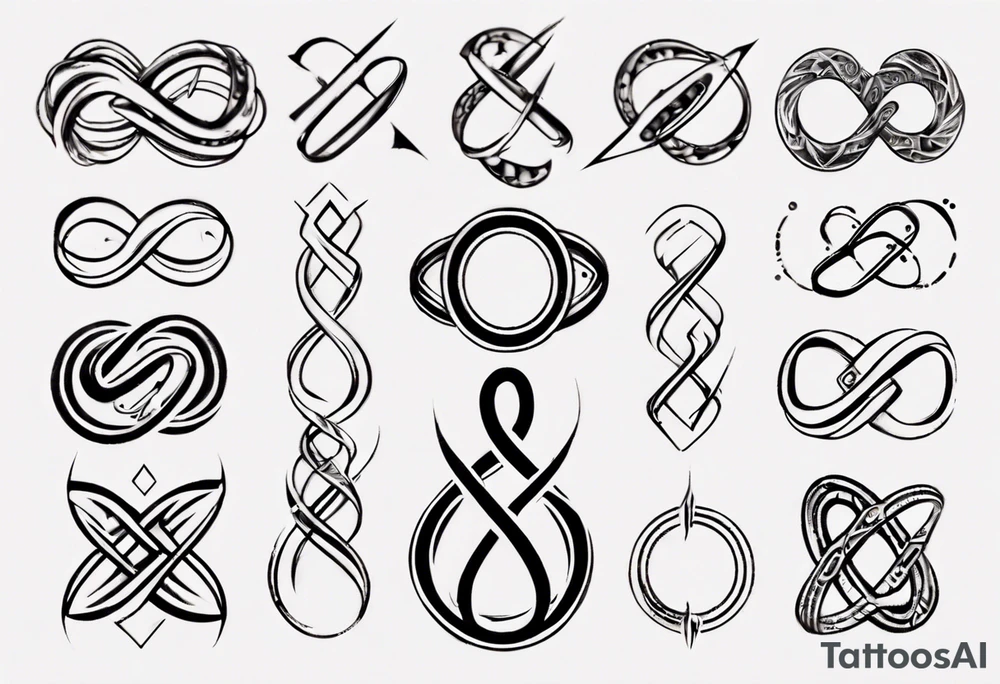 "Through thick & thin" written in the shape of an infinity sign tattoo idea