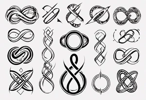 "Through thick & thin" written in the shape of an infinity sign tattoo idea