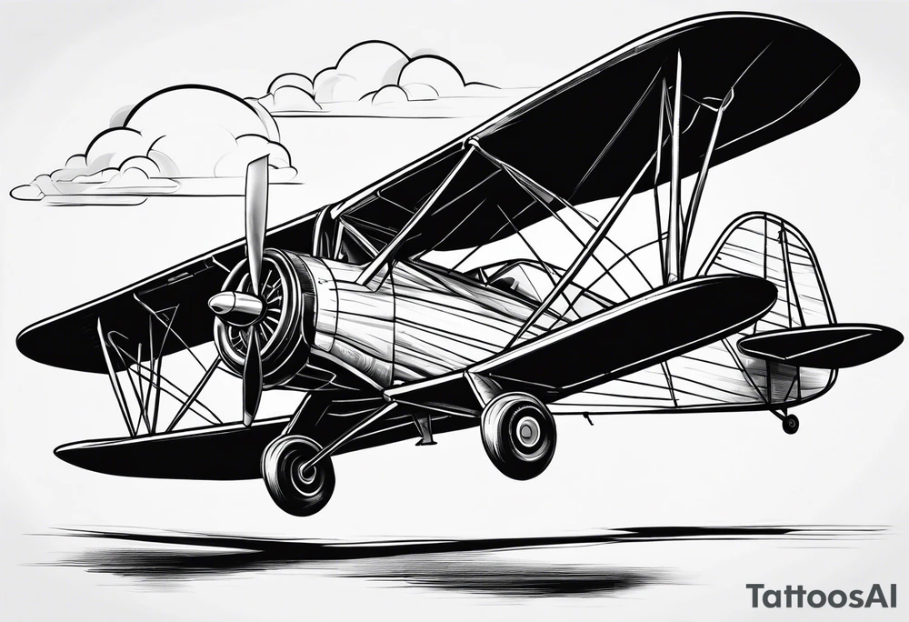 sketch of adventure plane in perspective from the bottom tattoo idea