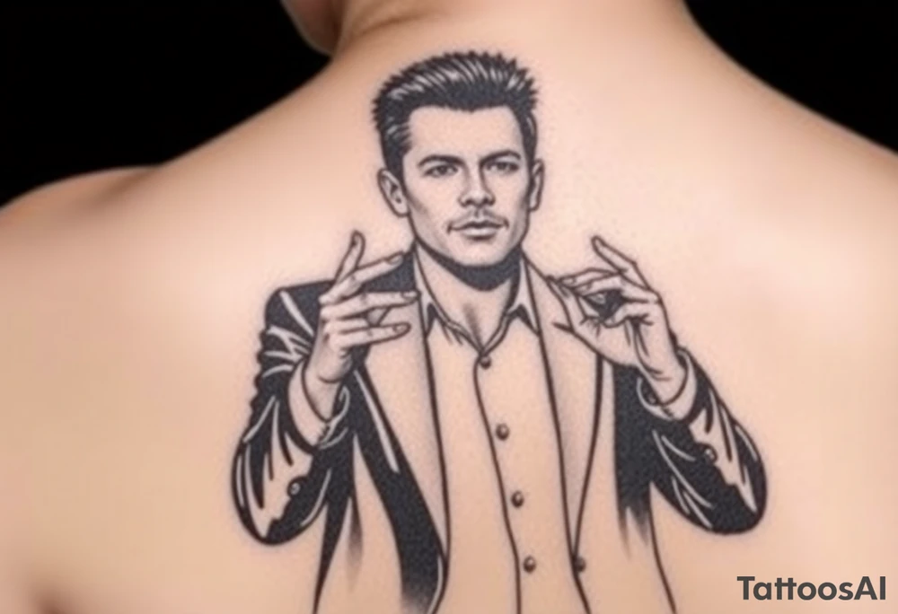 Rick Astley Never Gonna Give You Up Shaking Hands Left to Right Dance Pose tattoo idea