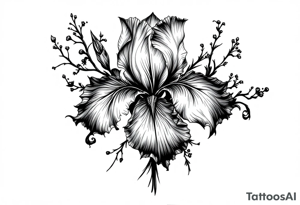 Iris flower bouquet tattoo idea