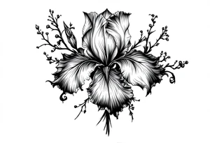 Iris flower bouquet tattoo idea