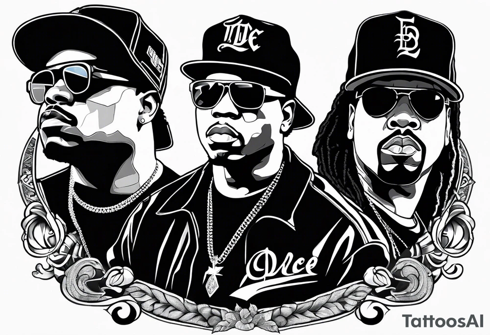 eazy e, dr dre and ice cube tattoo idea