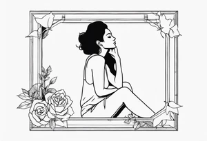 polaroid-picture-frame silhouette with a finelined girl in the picture tattoo idea