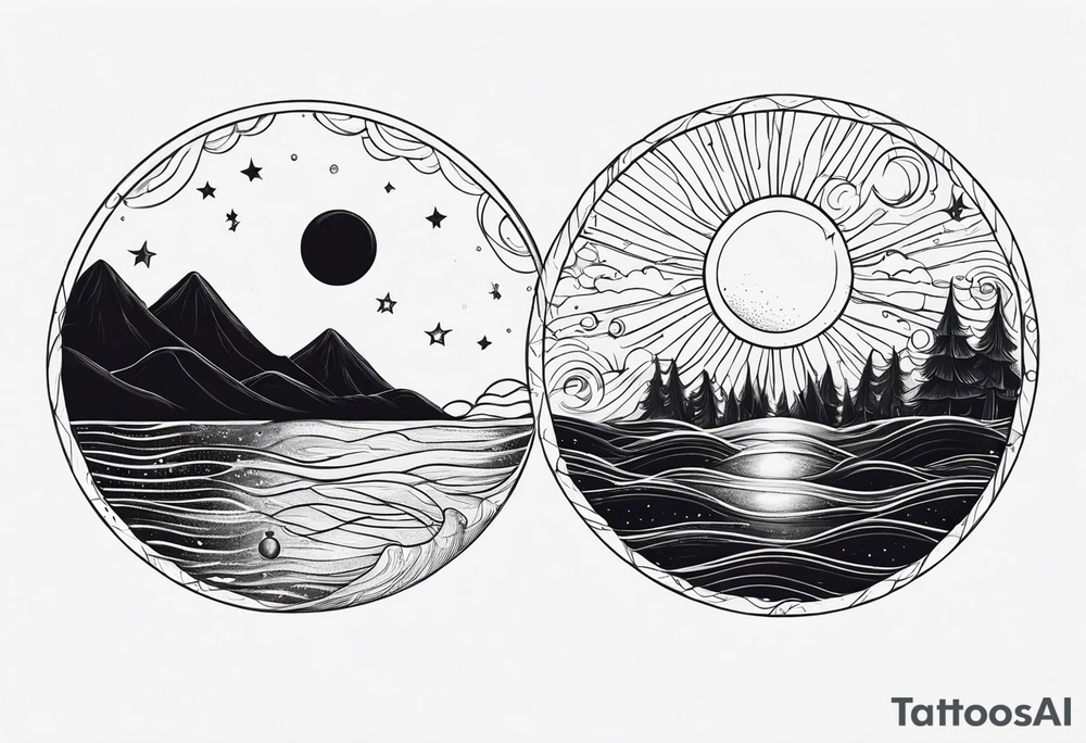Moon water and sun earth tattoo idea
