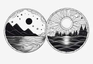 Moon water and sun earth tattoo idea