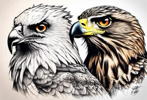 crow fighting eagle fighting owl tattoo idea