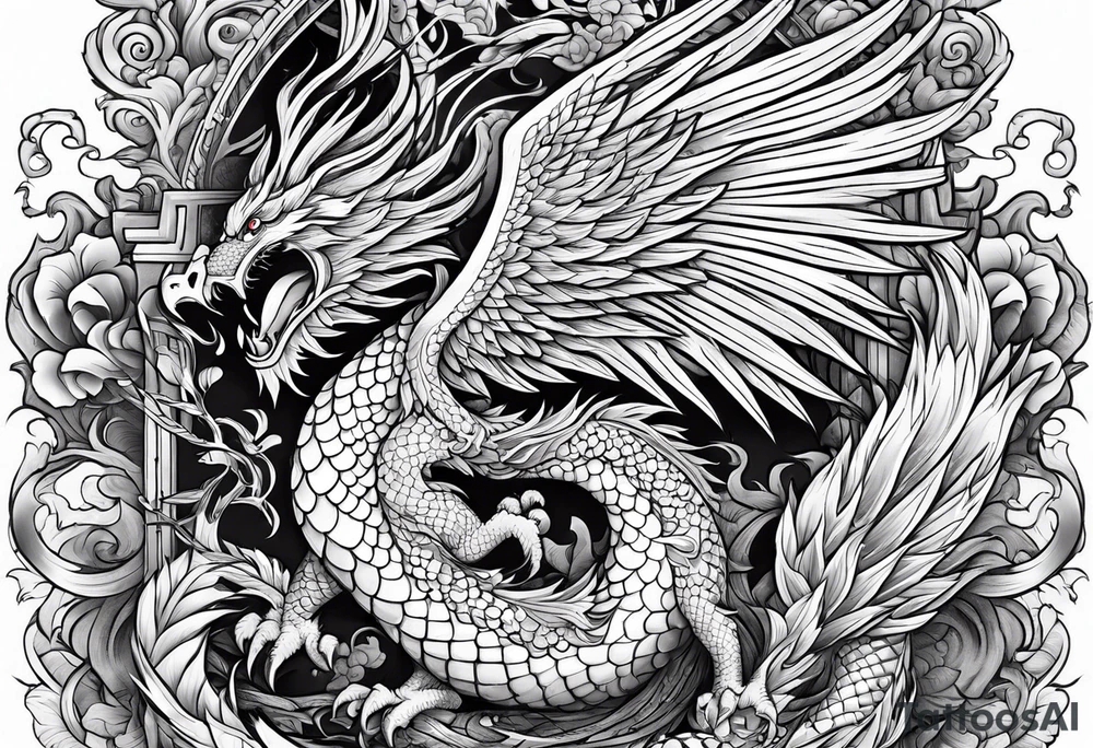 phoenix and dragon tattoo idea