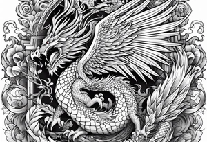 phoenix and dragon tattoo idea