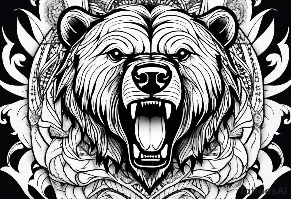 growling bear, torso tattoo idea