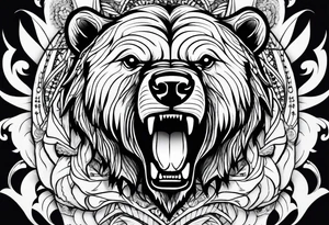 growling bear, torso tattoo idea