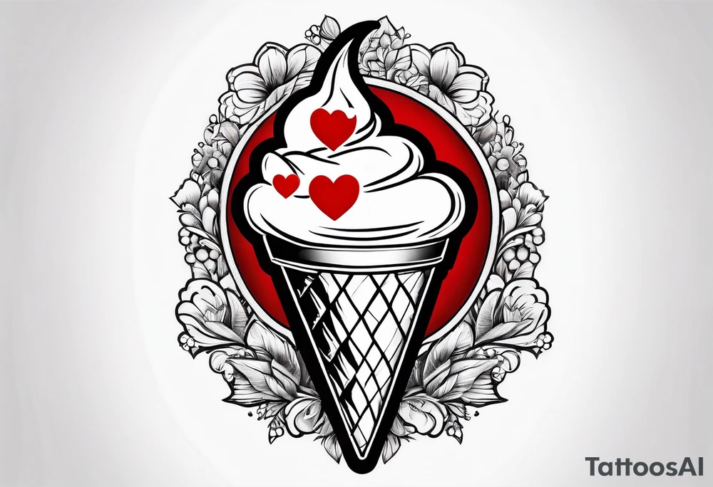 small ice cream cone with small red heart on it somewhere while representing Paris tattoo idea small ice cream cone with small red heart on it somewhere while representing Paris tattoo idea