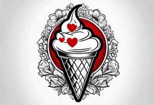 small ice cream cone with small red heart on it somewhere while representing Paris tattoo idea
