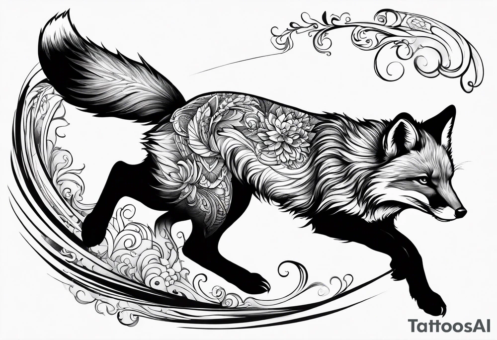 Fox leaping tattoo idea