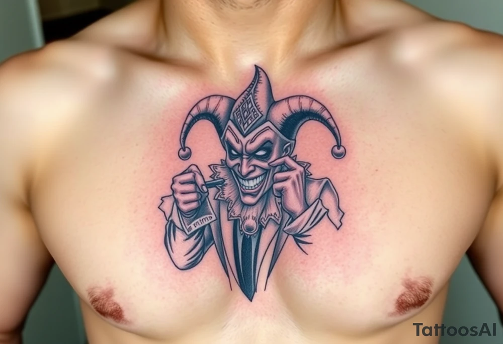 jester coming out of smoke tattoo idea