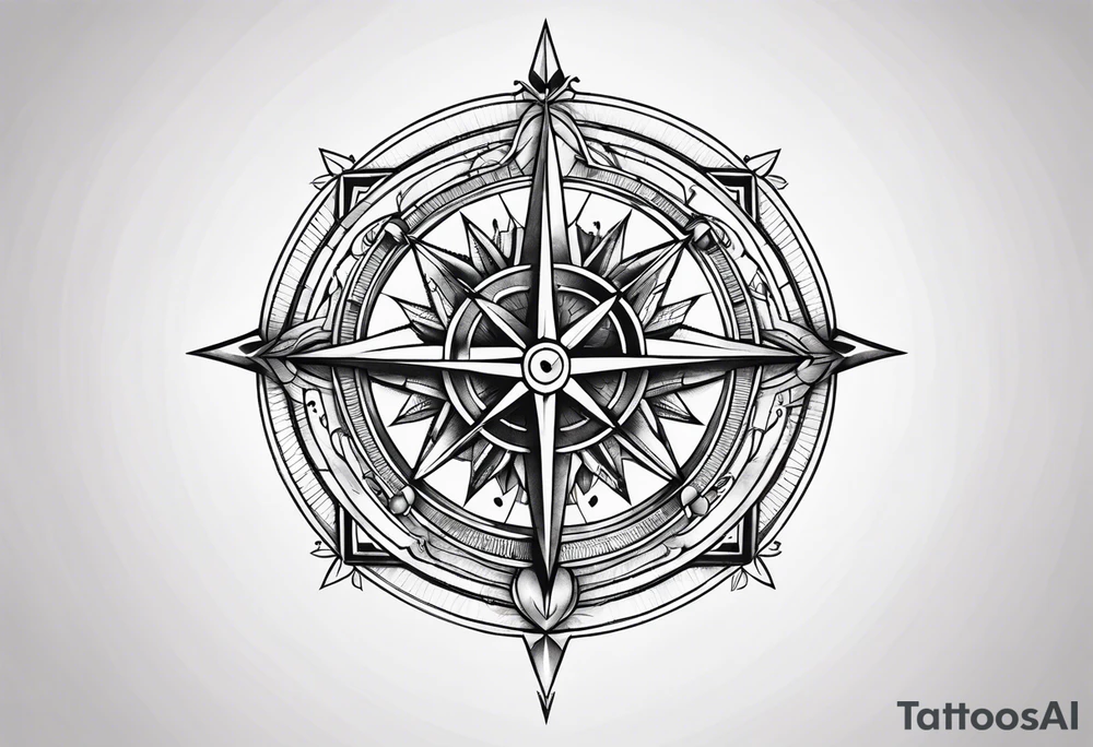 Heart compass tattoo idea