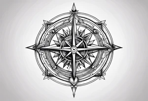 Heart compass tattoo idea