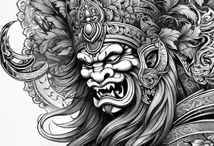 Balanise Barong side view tattoo idea