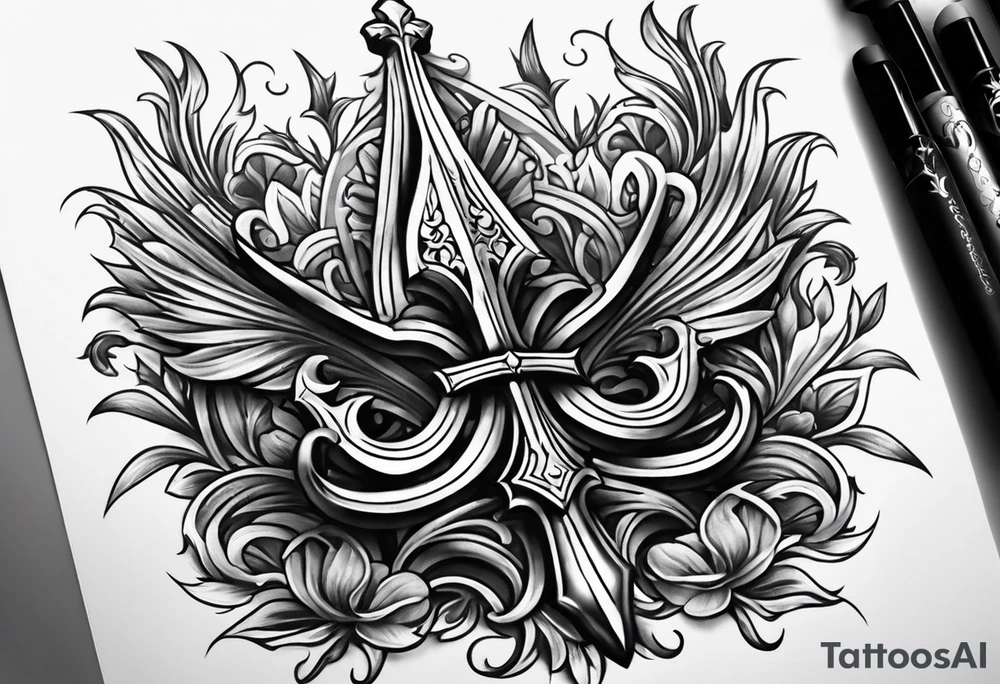 Fleur de lis with swords tattoo idea