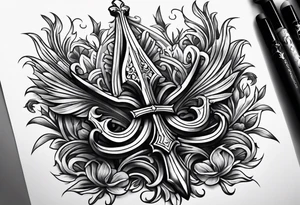 Fleur de lis with swords tattoo idea