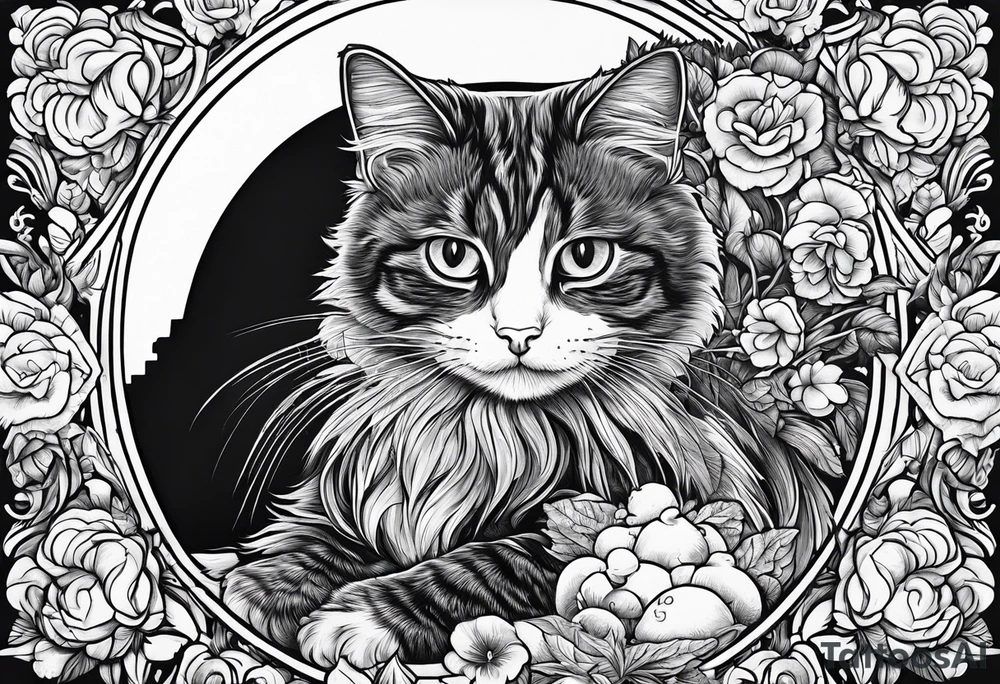 Cat riding a chicken nugget tattoo idea