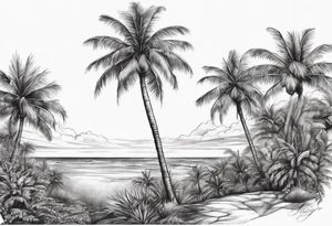 tall solitary royal palm tree tattoo idea