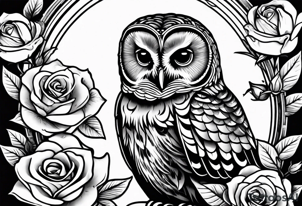 Barred owl and a rose tattoo idea