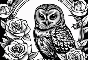 Barred owl and a rose tattoo idea