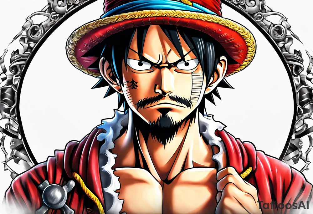 Luffy half normal half gear 5 tattoo idea