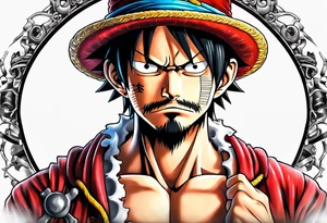 Luffy half normal half gear 5 tattoo idea