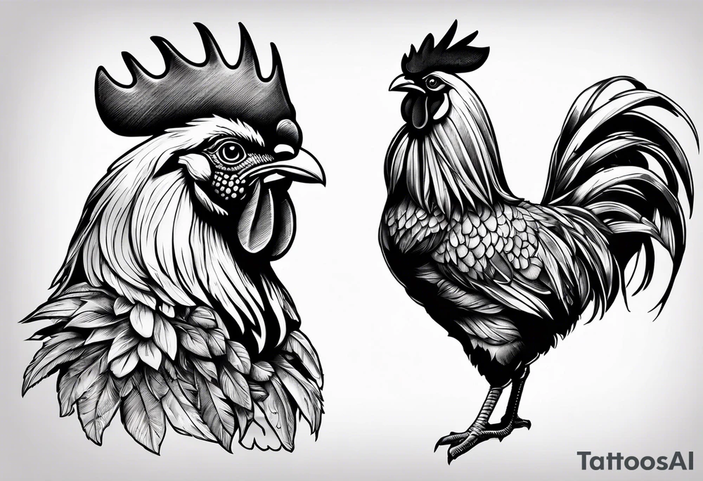 rooster holding a machine gun tattoo idea