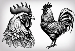 rooster holding a machine gun tattoo idea