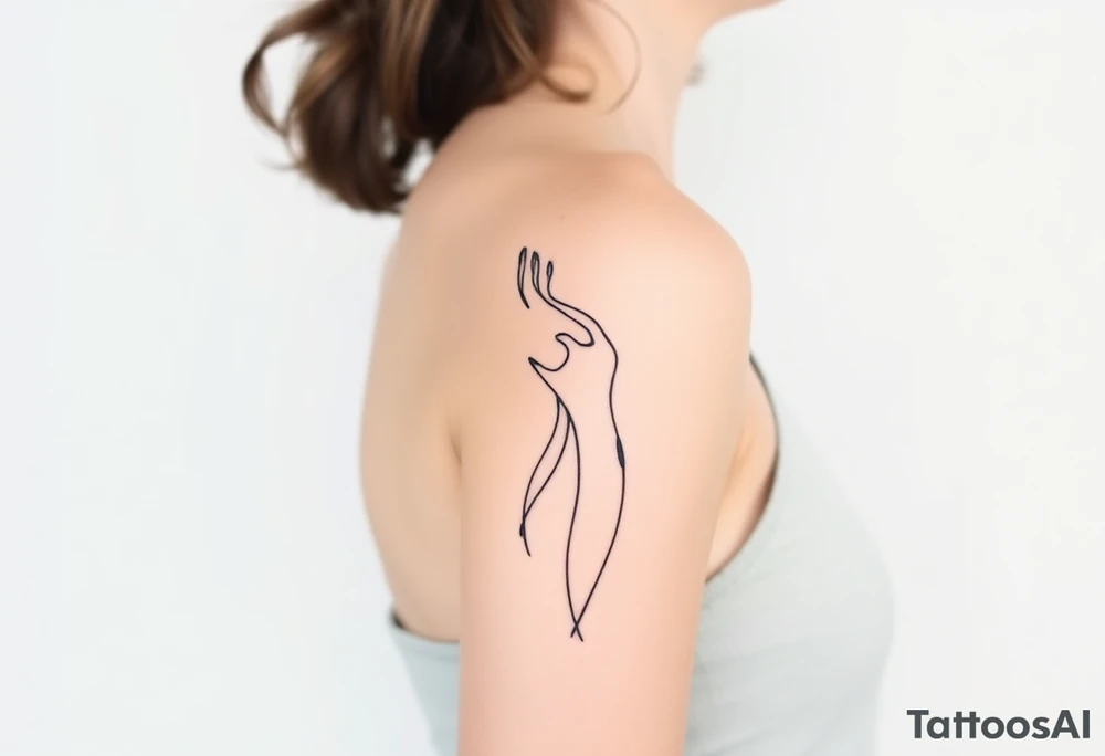 Woman with outstretched arms looking to sky tattoo idea