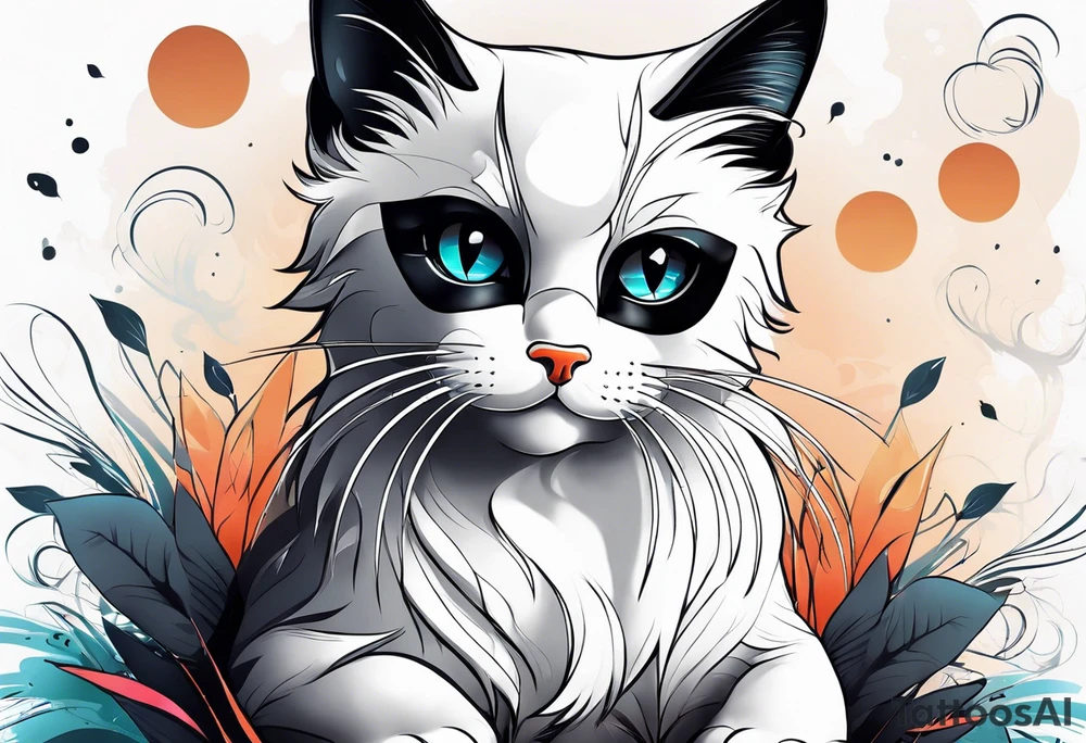 Kitty with white face and black ears tattoo idea