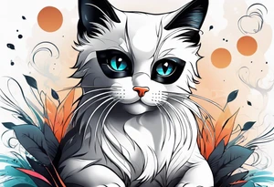 Kitty with white face and black ears tattoo idea