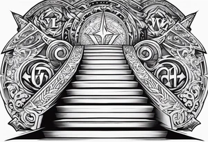 Valhalla sheild sword stairs tattoo idea