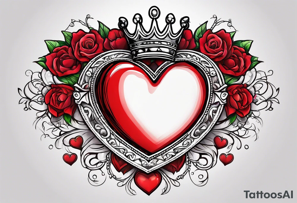 Red heart with a crown above it tattoo idea