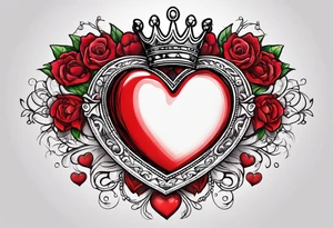 Red heart with a crown above it tattoo idea