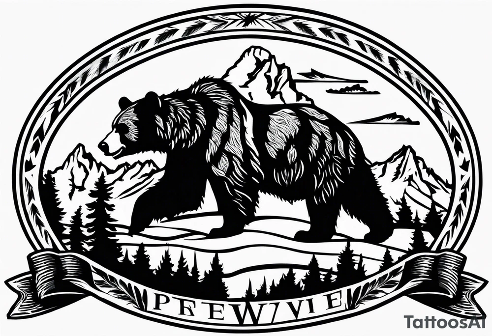 grand Teton mountain with a grizzly bear tattoo idea