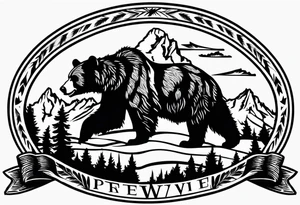 grand Teton mountain with a grizzly bear tattoo idea