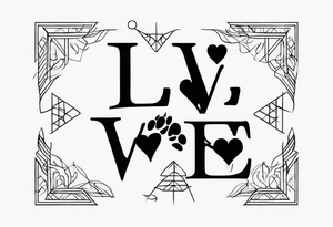 minimalist draw paw print in the word love tattoo idea