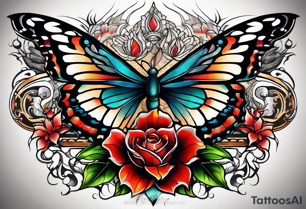 full body tattoo on the back from top to bottom on paper tattoo idea